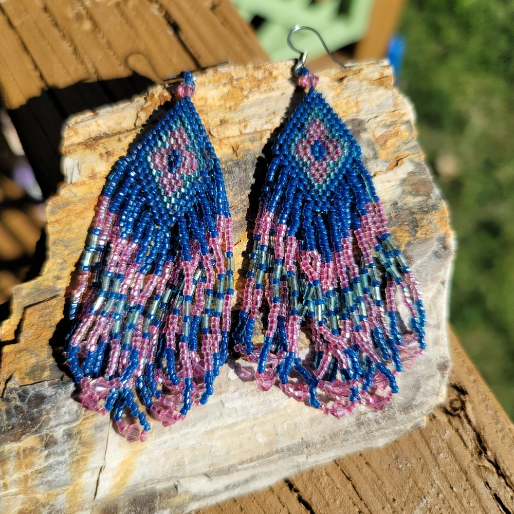 Hand Beaded Native Style Earrings